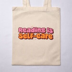 Reading Is Self Care Canvas Tote Bag Book Lover Aesthetic Market Bag Gift